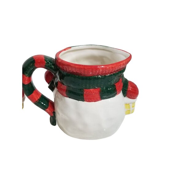 Ceramic Snowman Sugar and Creamer Set Red White Green Hand painted NIB - Picture 6 of 10